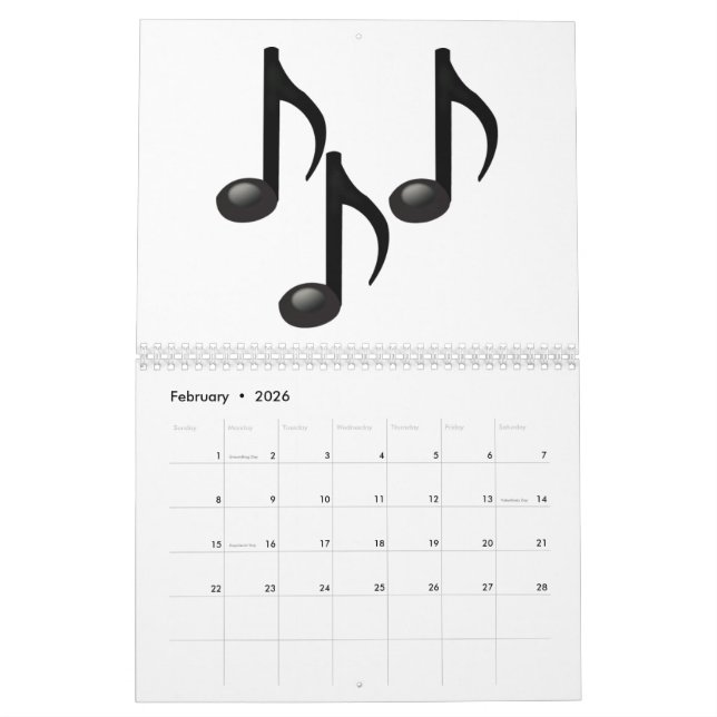 Calendrier Mural Notes musicales - Emoji (Feb 2026)