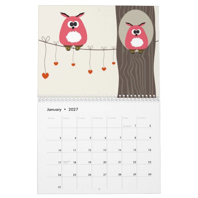 Calendrier Mural Oiseaux (Jan 2027)