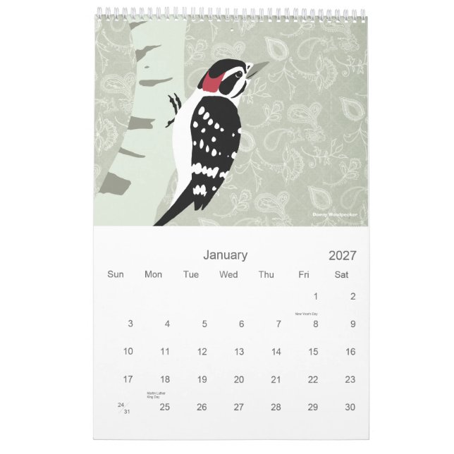 Calendrier Mural Oiseaux 2009 (Jan 2027)