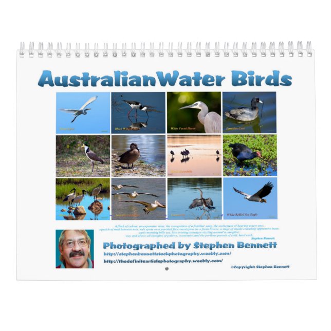 Calendrier Mural Oiseaux d'eau australiens (Dos)