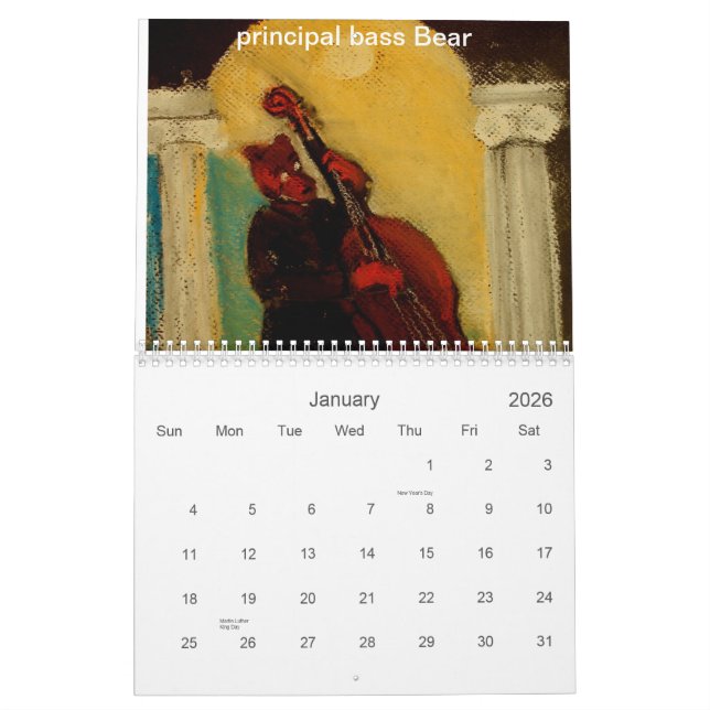 Calendrier Mural Orchestre philharmonique d'ours (Jan 2026)