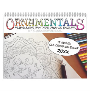 Calendrier Mural OrnaMENTALs 12 mois Pages de coloriage thérapeuti
