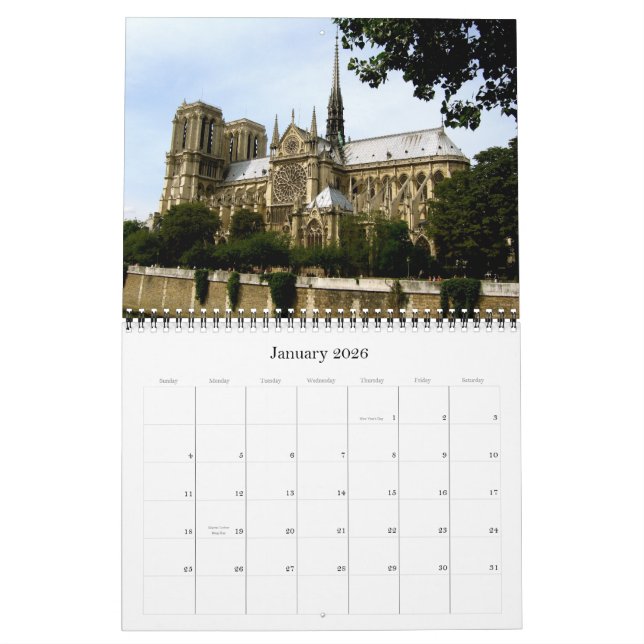 Calendrier Mural Paris pendant le printemps (Jan 2026)