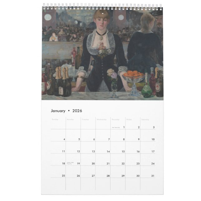 Calendrier Mural Peintures impressionnistes célèbres (Jan 2026)