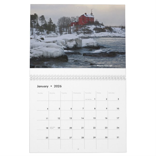 Calendrier Mural Phares de Great Lakes (Jan 2026)