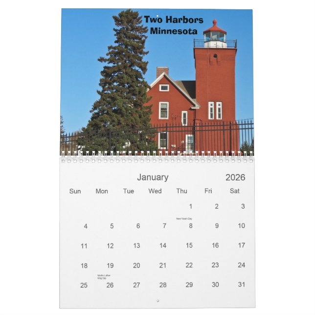 Calendrier Mural Phares des Great Lakes (Jan 2026)