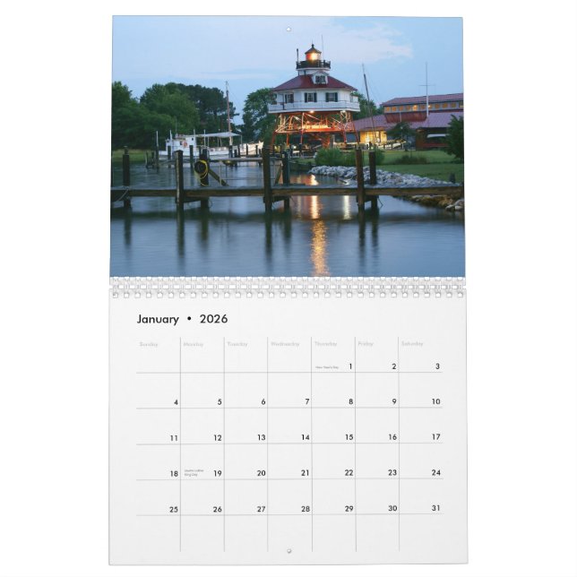 Calendrier Mural Phares du Maryland (Jan 2026)