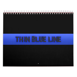 Calendrier Mural Police Mince Ligne bleue 3D