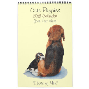 Calendrier Mural portraits de chiens de chiots mignons peintures d'