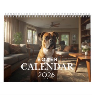 Calendrier mural pour chien Boxer 2026   Calendrie