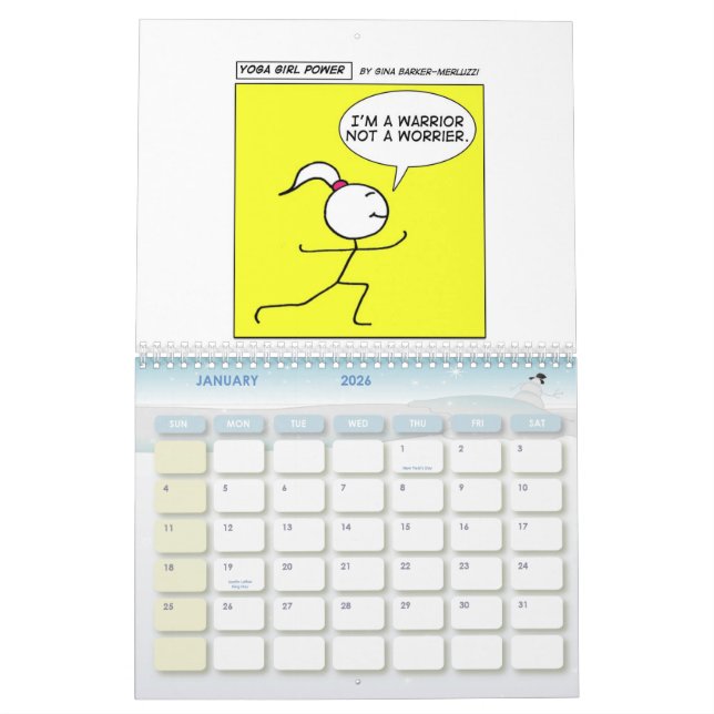 Calendrier Mural Puissance de fille de yoga "toute l'année " (Jan 2026)