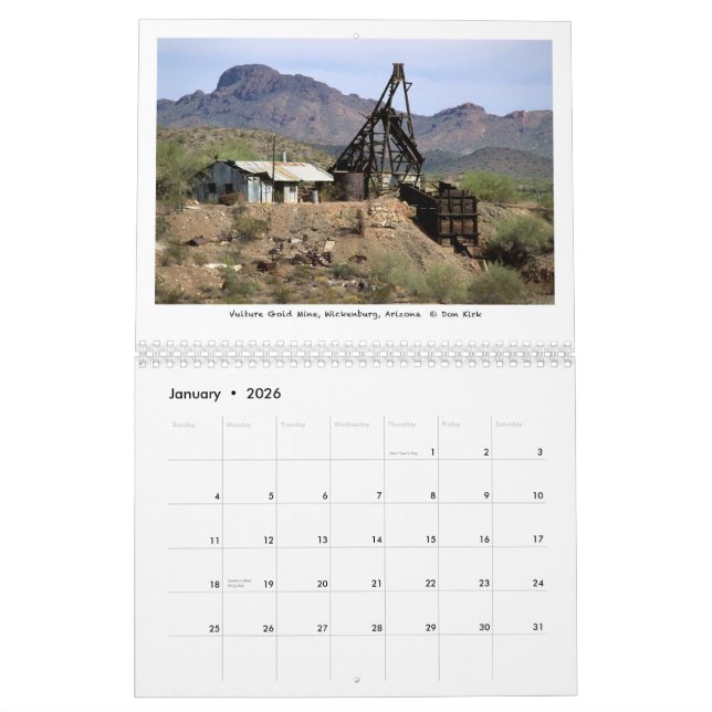 Calendrier Mural Reliques d'exploitation de l'ouest américain (Jan 2026)