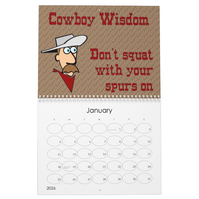Calendrier Mural Sagesse de cowboy (Jan 2026)