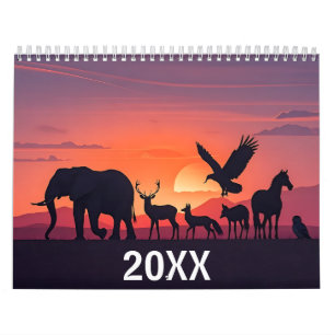 Calendrier mural silhouettes fauniques 2026