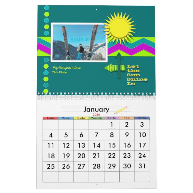 Calendrier Mural Style Scrapbook Famille Photo N'importe quelle ann (Jan 2026)