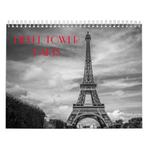 Calendrier Mural Tour Eiffel Paris Noir & Blanc