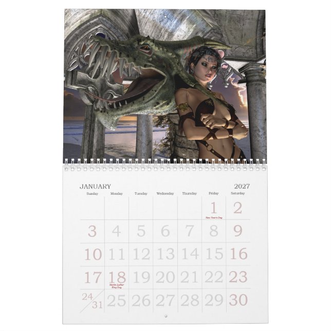 Calendrier Mural Toute l'année Halloween 2015 (Jan 2027)