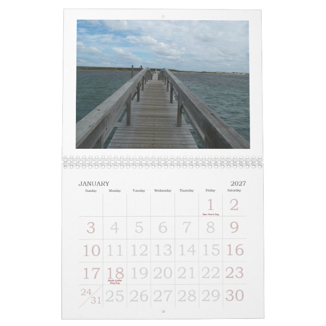 Calendrier Mural Vers le bas par la mer, cap Cape Cod (Jan 2027)