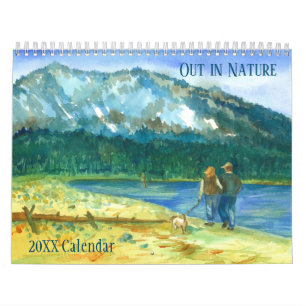 Calendrier Nature Aquarelle Paysage Montagnes Arbre