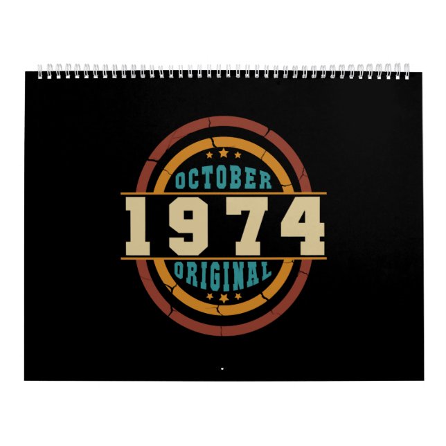 Calendrier Né octobre 1974 Rétro original (Protection)