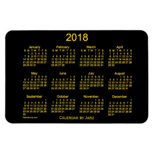 Calendrier Neon Gold 2018 par Janz 4x6 Magnet
