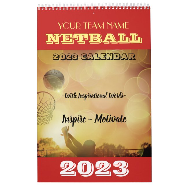 Calendrier Netball 2023 Nom de l'équipe personnali (Protection)