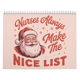 Calendrier Noël Vintage Santa Infirmières Font la Bonne Liste