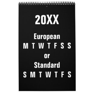 Calendrier Noir et blanc ~ Année modifiable