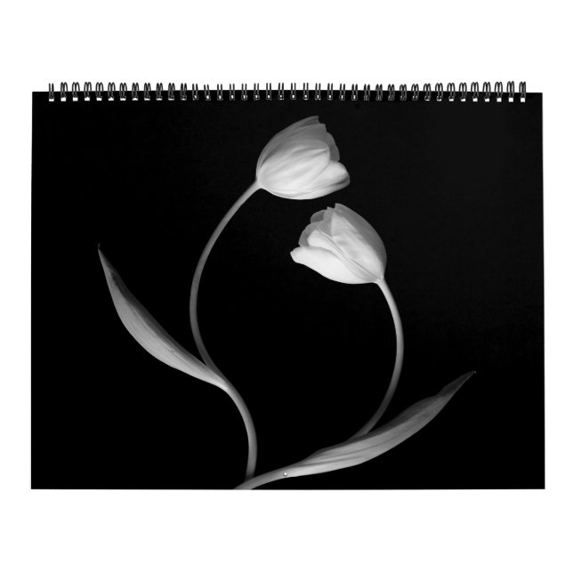 Calendrier noir et blanc de fleurs (Protection)