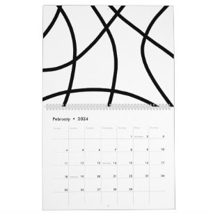 Calendrier noir et blanc moderne minimaliste Abstrait