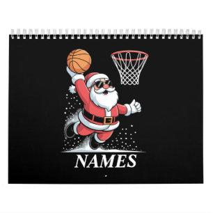 Calendrier Nom personnalisé Xmas Père Noël Dunking Basketball
