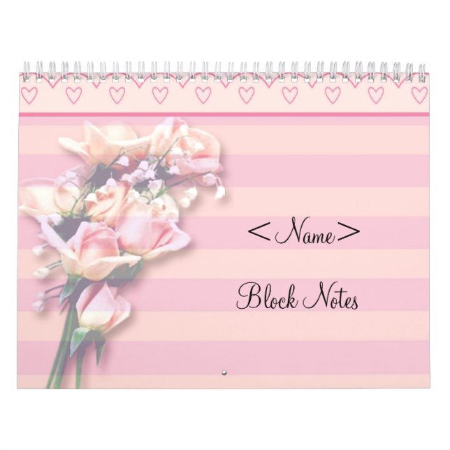 Calendrier Notes de bloc Roses roses roses (Protection)