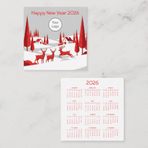 Calendrier Nouvel An 2026 Carré Carte de visite