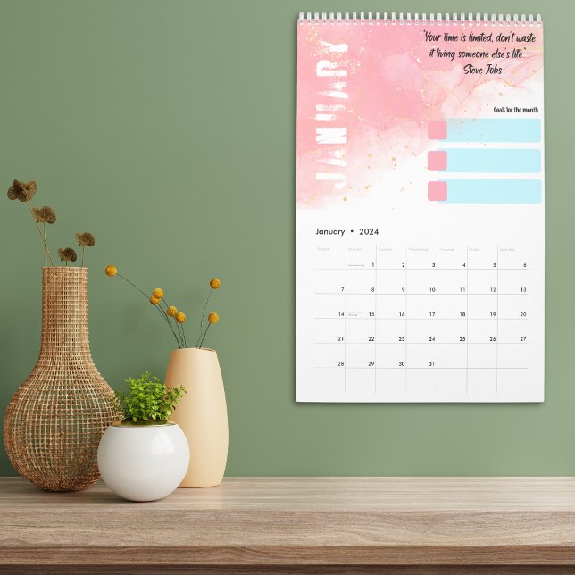 Calendrier Objectifs mensuels Atteinte Citations Motivationne (Créateur téléchargé)