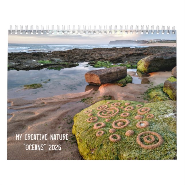 Calendrier Oceans 2026 Landart Calendar pebbles beach art (Protection)
