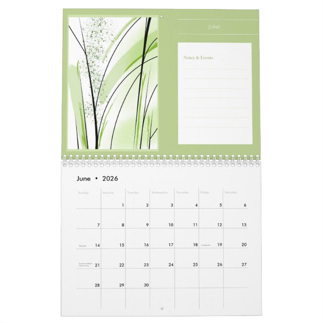 Calendrier Oeuvre de planification de Notes d'art Abstrait mo (Jun 2026)