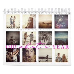 Calendrier Oh Quel An Moderne Minimaliste 12 Photo Collage