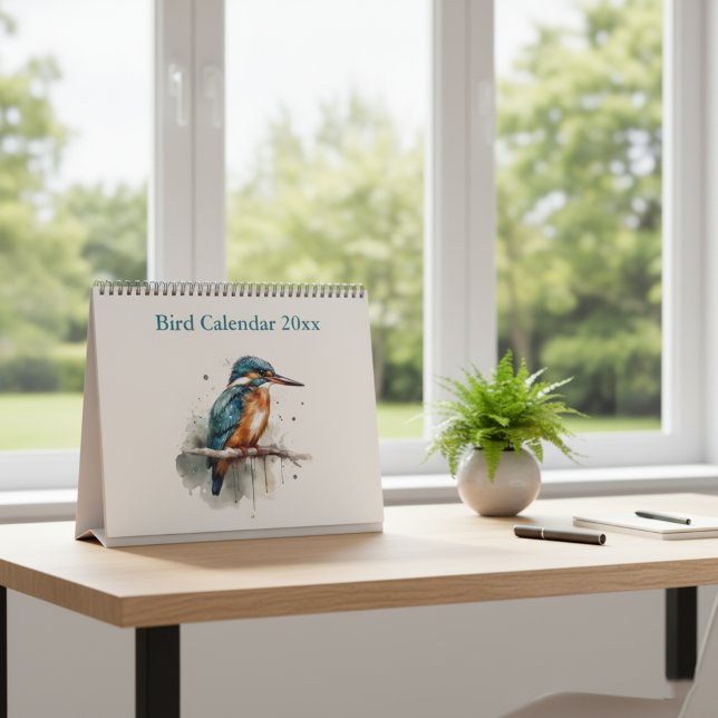 Calendrier Oiseaux d'aquarelle vibreants du monde, personnali (Créateur téléchargé)