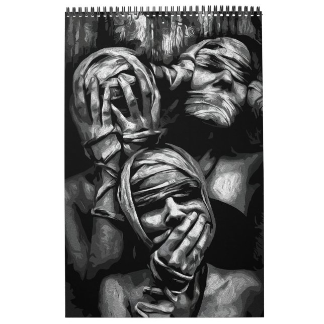 Calendrier Ombres réduites au silence : Visages Abstraits (Protection)