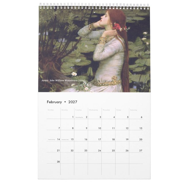 Calendrier Ophelia Classic Art  Calendar (Feb 2027)