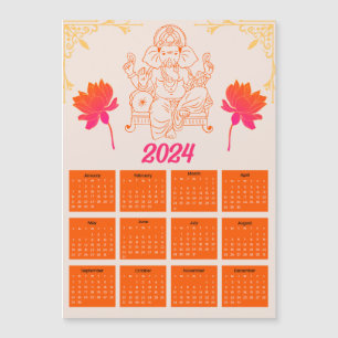 Calendrier orange 2024 - Lord Ganpatio Carte magné