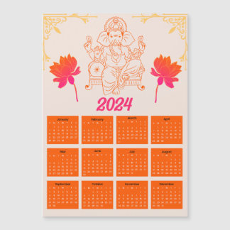 Calendrier orange 2024 - Lord Ganpatio Carte magné