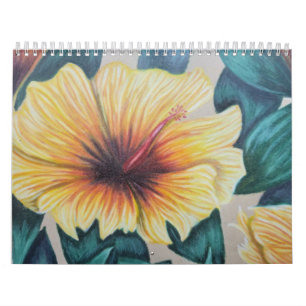 Calendrier original des dessins de fleurs tropical