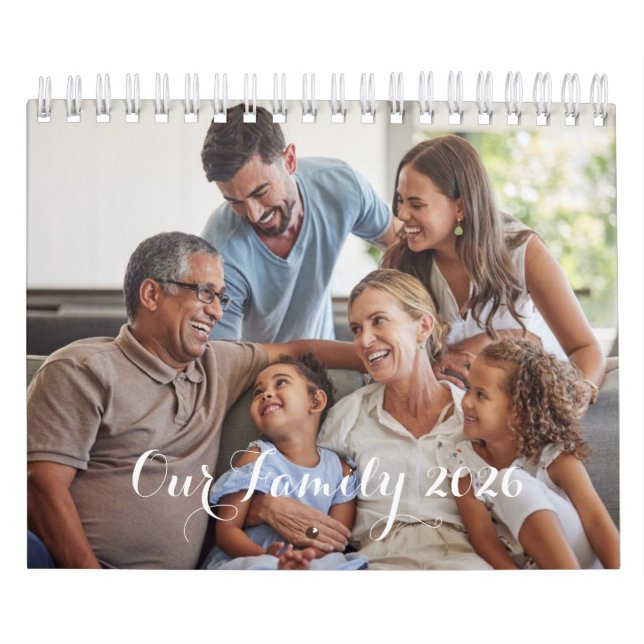 Calendrier Our Family 2026 Elegant Script Photo Design (Protection)