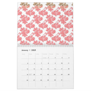 Calendrier Papier d'emballage floral rouge et rose vif