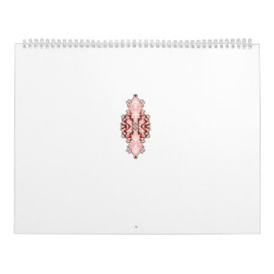Calendrier papier peint design d'intérieur fleurs rouges, dos