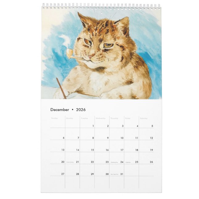 Calendrier par Louis Wain (Dec 2026)