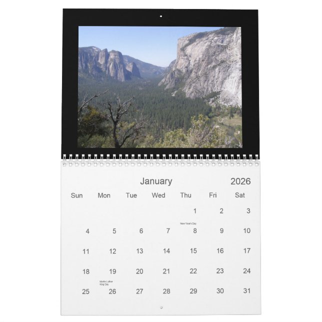 Calendrier Parc national de Yosemite (Jan 2026)