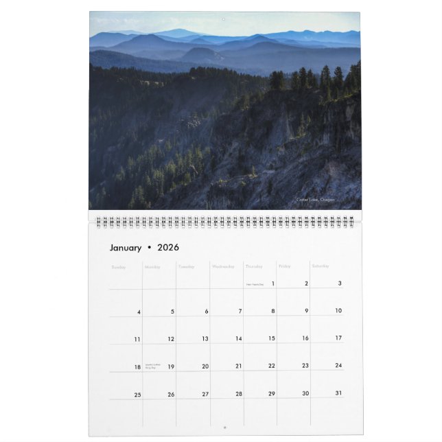 Calendrier Parcs nationaux des USA (Jan 2026)
