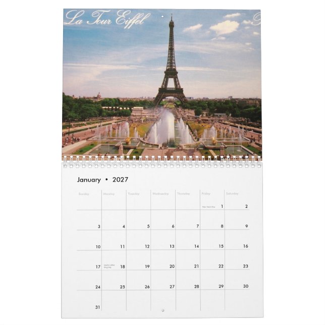 Calendrier Paris, France (Jan 2027)
